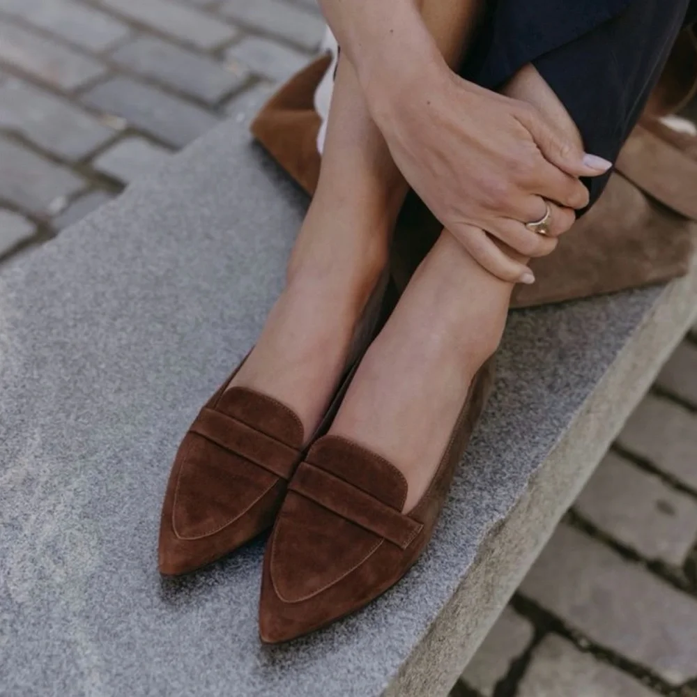 🎭 Flattered 🎭 Alexandra Suede Loafers - Picture 1 of 9
